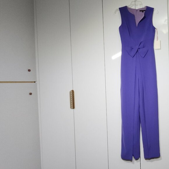 Alex Marie Jumpsuit Slit Leg Classic Front Bow Detail Purple, Size 2 (NWT) - Picture 1 of 4